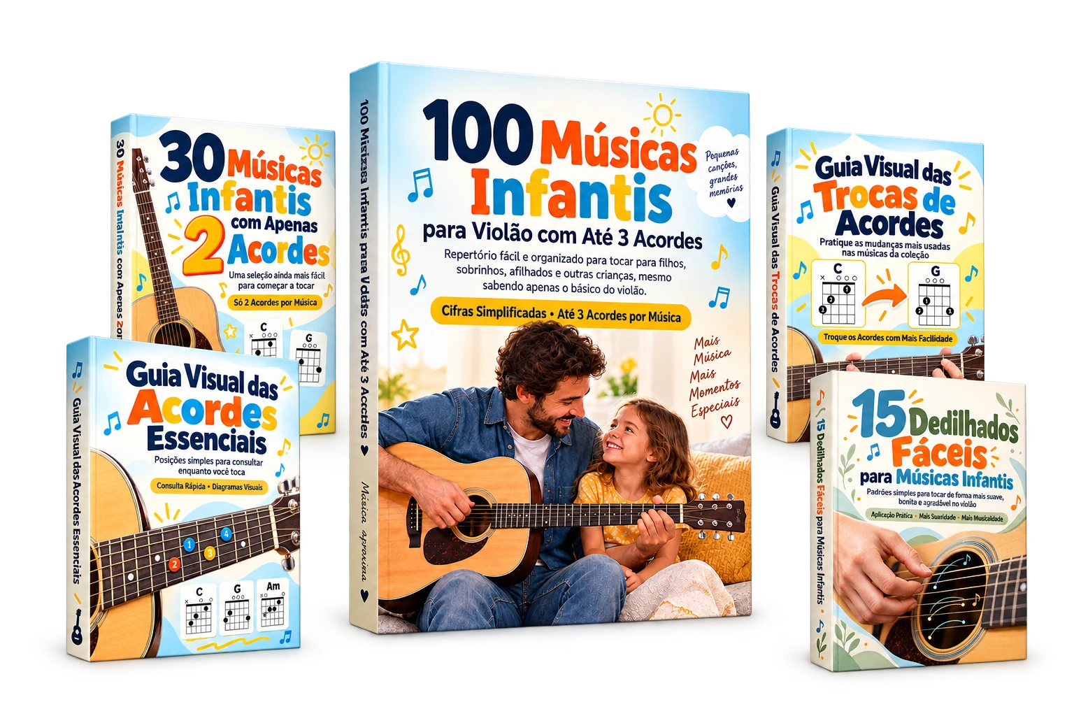 Pacote completo: 100 Músicas Infantis para Violão e os 4 bônus